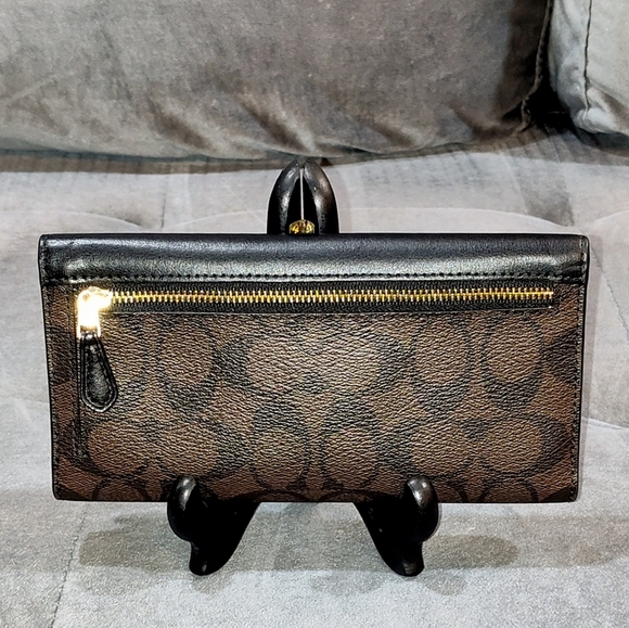 COACH SIGNATURE MONOGRAM TRI-FOLD LONG SNAP WALLET COATED CANVAS & LEATHER NWOT - Picture 14 of 15